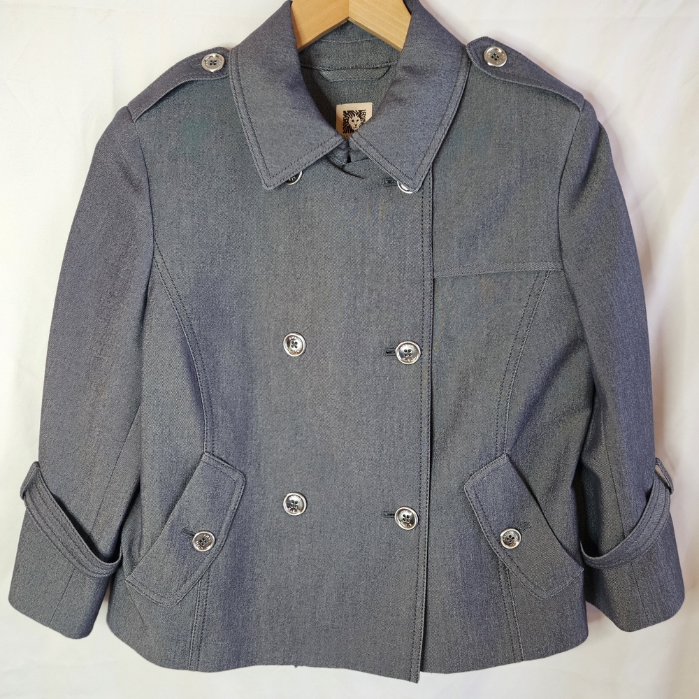 Anne Klein‎ Gray Double Breasted Career Jacket Blazer Size M